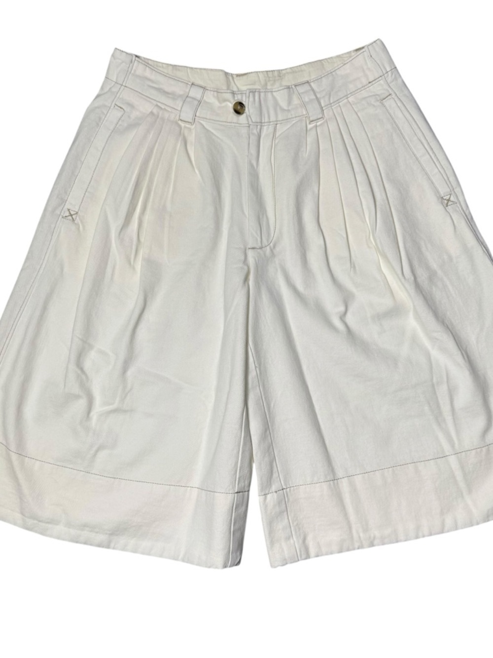 NWT New $98 Free People Sadie A-Line Long Shorts In Clean Ivory Size 4 - Picture 3 of 10